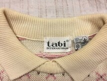tabi INTERNATIONAL 韓国製 レトロ オールド ノルディック ジャガード 襟付き コットンニット セーター プルオーバー メンズ M 白ピンク_画像2