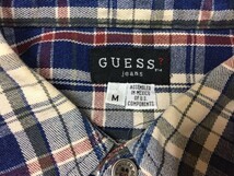 ゲス GUESS JEANS アメカジ ストリート ユーズド 90s 古着 ヒップホップ HIPHOP ビッグシルエット 長袖チェックシャツ メンズ M 青_画像2