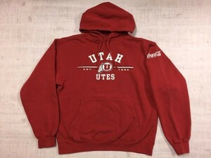 ファーレンハイト 212 FAHRENHEIT製 UTAH UTES ユタ大学 NCAAフットボールチーム コカコーラ ロゴプリント スウェットパーカー メンズ M 赤