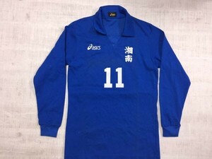 アシックス asics 湘南 オールド レトロ スポーツ サッカー 反射材プリント 11 長袖 ユニフォーム シャツ メンズ L 青