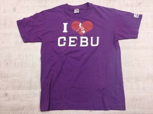 DIBUHO フィリピン セブ島 I CEBU スーベニア リゾート お土産 半袖Tシャツ カットソー メンズ M 紫
