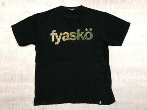 フィアスコ fyasko ラインストーン風プリント オールド サーフ ストリート Y2K ネオお兄系 半袖Tシャツ メンズ ロゴ L 黒