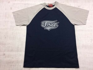 TSA Clothing オールド レトロ 古着 スケート ヒップホップ ラグランスリーブ半袖Tシャツ メンズ ドライメッシュ L 紺/グレー