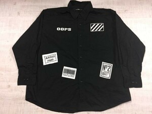 Edwards オールド レトロ 古着 ハイ・ストリート ワッペン パッチ 長袖シャツ メンズ ボタンダウン 大きいサイズ 2XL 黒