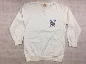 ネットワーク NET WORK by T.G.World レトロ オールド 古着 清平 漢字プリント 長袖Tシャツ ロンT メンズ 裾リブ M 白