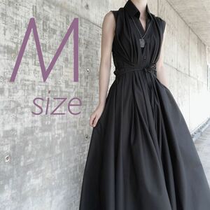  One-piece long One-piece maxi height dress no sleeve long skirt asimeto Lee shirt One-piece mode black black M