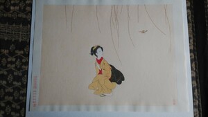 小村雪たいの木版画作品「春告げ鳥」です。　この日本画家の作品を　お探しの方、又お好きなお方にお譲りいたします。　