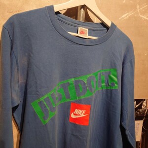 NIKE(ナイキ)80s ロンt　Lサイズ　ブルー　コットン　USA　2684 Tシャツ ビンテージ 古着 プリントTシャツ