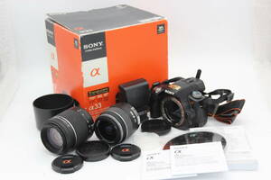 【返品保証】 【元箱付き】ソニー SONY α33 SLT-A33 18-55mm F3.5-5.6 55-200mm F4-5.6 バッテリー チャージャー付き デジタル一眼 s6649