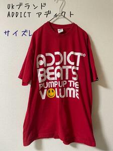 UKブランド　ADDICT アディクト　BEATS ペイント　Tシャツ　L