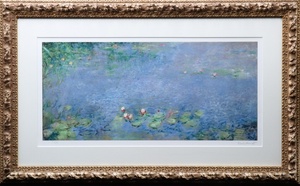【宙】真作保証 クロード・モネ Claude Monet 睡蓮図 リトグラフ 1/250 額装 印象派代表 ルノワール ドガ シスレー セザンヌ C2JI06.m.G