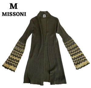 中古 エムミッソーニ M MISSONI 長袖 ロング カーディガン ベルスリーブ レディース サイズ40