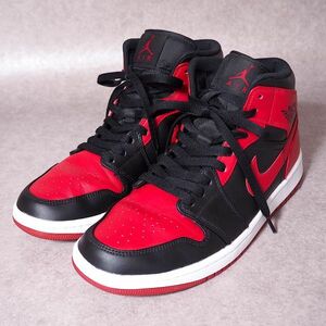 4-YA091【美品】NIKE AIR JORDAN 1 ナイキ エアジョーダン1 桜木カラー バッシュ スニーカー ブラック/レッド 26.5cm メンズ