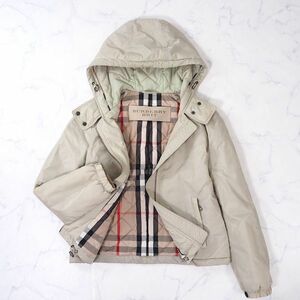 4-SB006 バーバリー BURBERRY BRIT フード付き 中綿 ジャケット ライトグレー ノバチェック 38 レディース