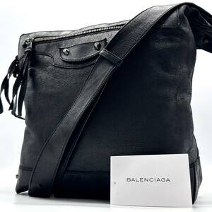 1582【希少・最高峰】BALENCIAGA バレンシアガ ショルダーバッグ ビジネス 通勤鞄 ザ シティ 斜め掛け A4可能 大容量 レザー 本革 ブラック