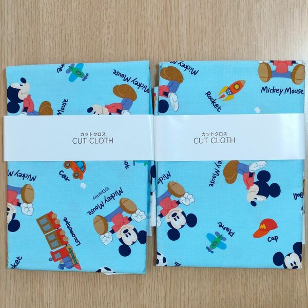 ２枚　ミッキーマウス　CUT CLOTH　オックス　約110×50cm　ディズニー　Disney
