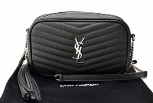  ultimate beautiful goods SAINT LAURENT PARIS sun rolan Paris [ Roo fringe chain * shoulder bag 612579 gray × silver metal fittings ]YSL