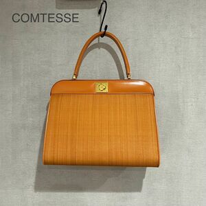 【美品】COMTESSE コンテス　ホースヘア×レザー　ハンドバッグ　ゴールド ゴールド金具