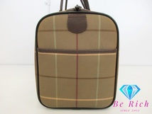 バーバリー BURBERRY ボストンバッグ チェック ベージュ 茶 PVC レザー ロゴ ハンドバッグ トラベル 旅行 鞄 【中古】 bk7384_画像2