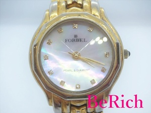 Forbell Forbel Men's Watch FB-1051M Shell Dial SS Gold Shell Quartz QZ Watch [Используется] HT4112