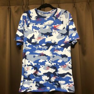 NIKE Tシャツ 迷彩 ブルー dry fit size:L the NIKE tee