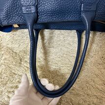 FURLA フルラ トートバッグ ハンドバッグ ショルダー ビジネスバッグ レザー 肩掛け ブルー系 シボ革 メンズ A4 大容量_画像8