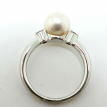 鑑定書付き!!壱百年珠!!《Pt900天然ダイヤモンド/アコヤ本真珠リング》F 約5.2g 12号 diamond パール pearl jewelry ring 指輪 EB7/EC8_画像6