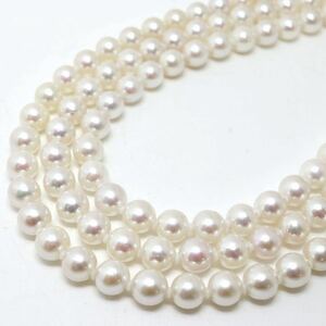 《アコヤ本真珠3連ネックレス》F 6.0-6.5mm珠 59.7g 36cm pearl necklace ジュエリー jewelry EC0/EC0