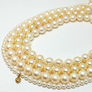 K18入り!!《アコヤ本真珠4本ネックレス》M 3.5-8.0mm珠 119.0g pearl necklace ジュエリー jewelry EE5