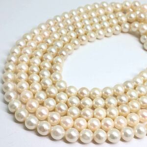 《アコヤ本真珠3本ネックレス》M 7.0-7.5mm珠 146.2g pearl necklace ジュエリー jewelry ☆