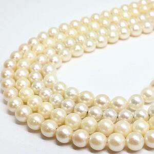 《アコヤ本真珠4本ネックレス》M 6.5-7.5mm珠 121.2g pearl necklace ジュエリー jewelry ☆