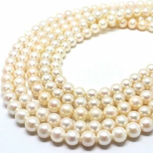 《アコヤ本真珠5本ネックレス》M 6.5-7.5mm珠 144.0g pearl necklace ジュエリー jewelry ☆