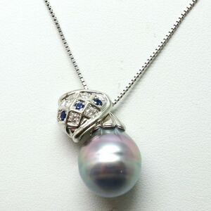 TASAKI(田崎真珠)《Pt900/Pt850南洋黒蝶真珠/天然ダイヤモンドネックレス》M 約11.8g 約41.5cm 0.12ct diamond necklace jewelry ED7/EE3