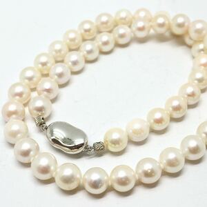 《アコヤ本真珠ネックレス》M 8.0-8.5mm珠 41.3g 約42cm pearl necklace ジュエリー jewelry DC0/DE0