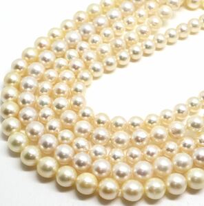 K14入り!!《アコヤ本真珠5本ネックレスまとめ》F 約7.0-8.5mm珠 約80.7g pearl necklace jewelry EB0