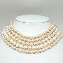 大珠!!K14入り!!《アコヤ本真珠5本ネックレスまとめ》F 約6.5-9.0mm珠 約176.9g pearl necklace jewelry EB0_画像2