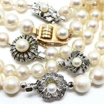 大珠!!K14入り!!《アコヤ本真珠5本ネックレスまとめ》F 約6.5-9.0mm珠 約176.9g pearl necklace jewelry EB0_画像4