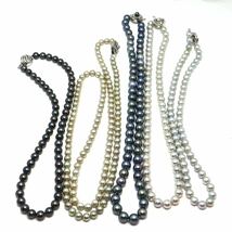 テリ良し!!《アコヤ本真珠5本ネックレスまとめ》F 約6.0-8.5mm珠 約192.7g pearl necklace jewelry EB0_画像6