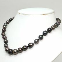 《南洋黒蝶真珠ネックレス》F 約45.4g 約7.5-11.5mm珠 約43.5cm pearl necklace ジュエリー jewelry DE0/EB0_画像2