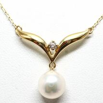 MIKIMOTO(ミキモト)《K18天然ダイヤモンド/アコヤ本真珠ネックレス》F 約2.4g 約41.5cm pearl パール diamond necklace EB0/EB0_画像1