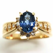 ソーティング付き!!《K18 天然ダイヤモンド/天然サファイアリング》F ◎4.7g 11.5号 0.25ct sapphire diamond ring 指輪 ED6/ED6_画像3