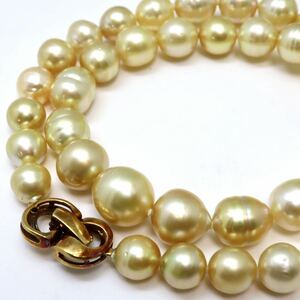 《K14 南洋ゴールデンパールネックレス》F 8.5-11.5mm珠 約60.1g 約45cm pearl necklace ジュエリー jewelry EB5/EF5