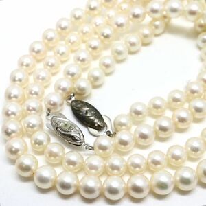 《アコヤ本真珠2本ネックレスおまとめ》F 約6.0-7.0mm珠 約50.4g pearl necklace jewelry ジュエリー DI0