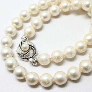 大珠!!《アコヤ本真珠ネックレス》F 約9.0-9.5mm珠 約47.6g 約39cm pearl necklace jewelry EB5/EC0