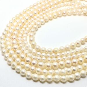 《アコヤ本真珠5本ネックレスおまとめ》F 約5.5-8.0mm珠 約184.6g pearl necklace jewelry ジュエリー EB0