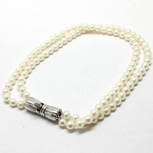 《アコヤ本真珠2連ベビーパールブレスレット》F 約3.0-4.0mm珠 約9.0g 約19.0cm pearl bracelet jewelry EB0/EB0