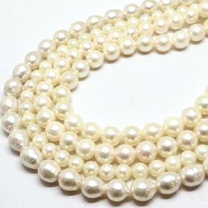 《アコヤ本真珠4本ネックレスおまとめ》F 約5.5-7.5mm珠 約112.5g pearl necklace jewelry ジュエリー EB8