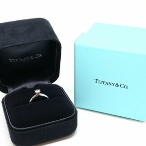 TIFFANY&Co.(ティファニー）箱/鑑定書付き《Pt950クラシックソリティア天然ダイヤモンドリング》F 9号 3.7g diamond ring 指輪 EF2/EG2