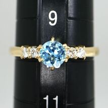 ソーティング付き!!《K18 天然ダイヤモンド/天然ブルートパーズリング》F 1.7g 約10号 topaz diamond ring 指輪 jewelry ジュエリー EA3/EA_画像9