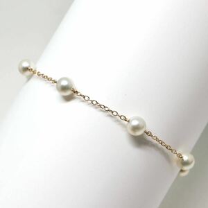 MIKIMOTO(ミキモト)《K14アコヤ本真珠ベビーパールブレスレット》F 約5.2-5.5mm珠 約2.6g 約18.5cm pearl bracelet jewelry EA0/EB2